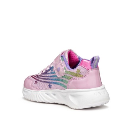 GEOX ASSISTER ΠΑΙΔΙΚΑ SNEAKERS ΑΝΑΤΟΜΙΚΑ ΜΕ ΦΩΤΑΚΙΑ ΡΟΖ  J56E9B0ASKNC8206 
